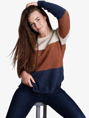 KÜHL Bella Stripe Sweater Colorblock Cream Rust Navy Knit Size M